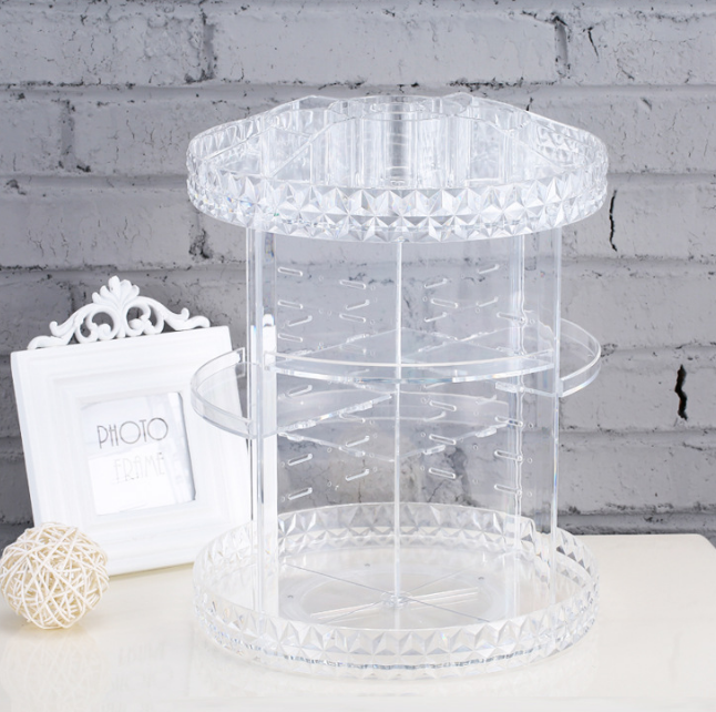 Diamond Pattern Acrylic Rotating Makeup Organizer